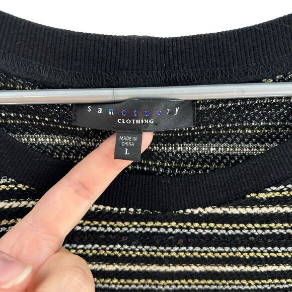 Sanctuary Women’s L Metallic Gold & Silver Sequin Tweed Dress Knee Length Boucle - Picture 3 of 8